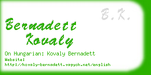 bernadett kovaly business card